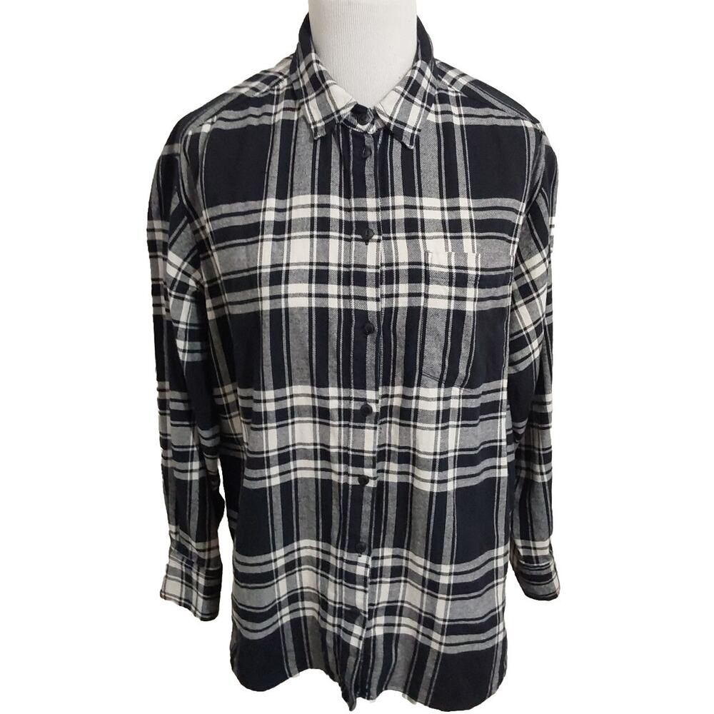 Gap Medium Black And White Big Flannel #14y32
